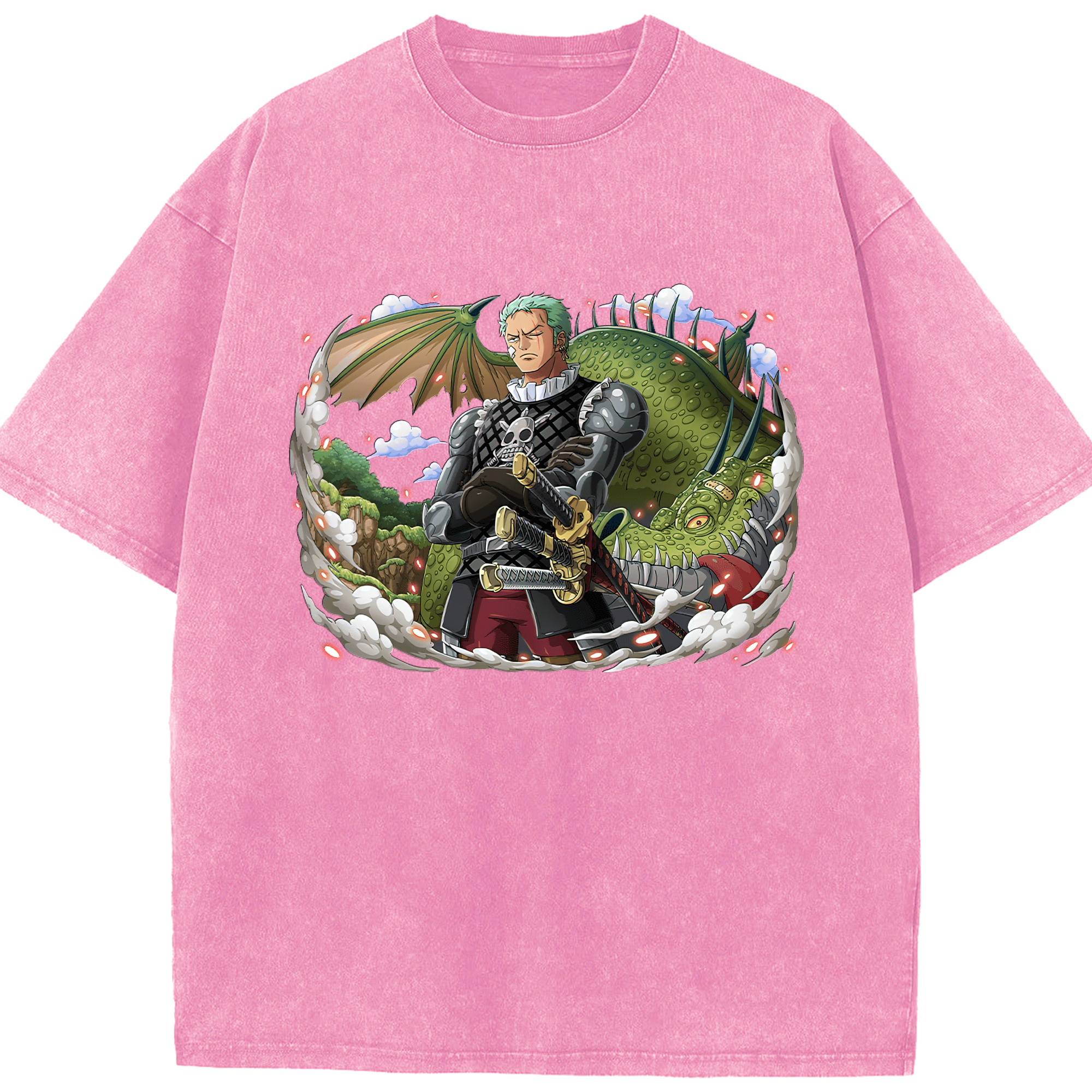 ワンピース ロロノア・ゾロ ONE PIECE Roronoa Zoro 綿100% ヴィンテージ風 半袖Tシャツ（フロントプリント）
